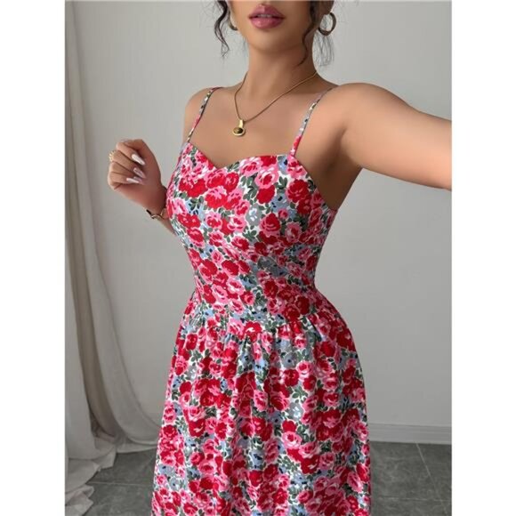 Floral Print Sweetheart Neck Cami Dress - Picture 2 of 5